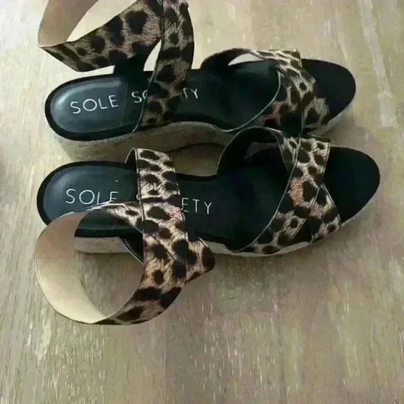 Sole Society Carmelina leopard print Espadrille Wedge Sandal size 8.5 - Picture 5 of 6